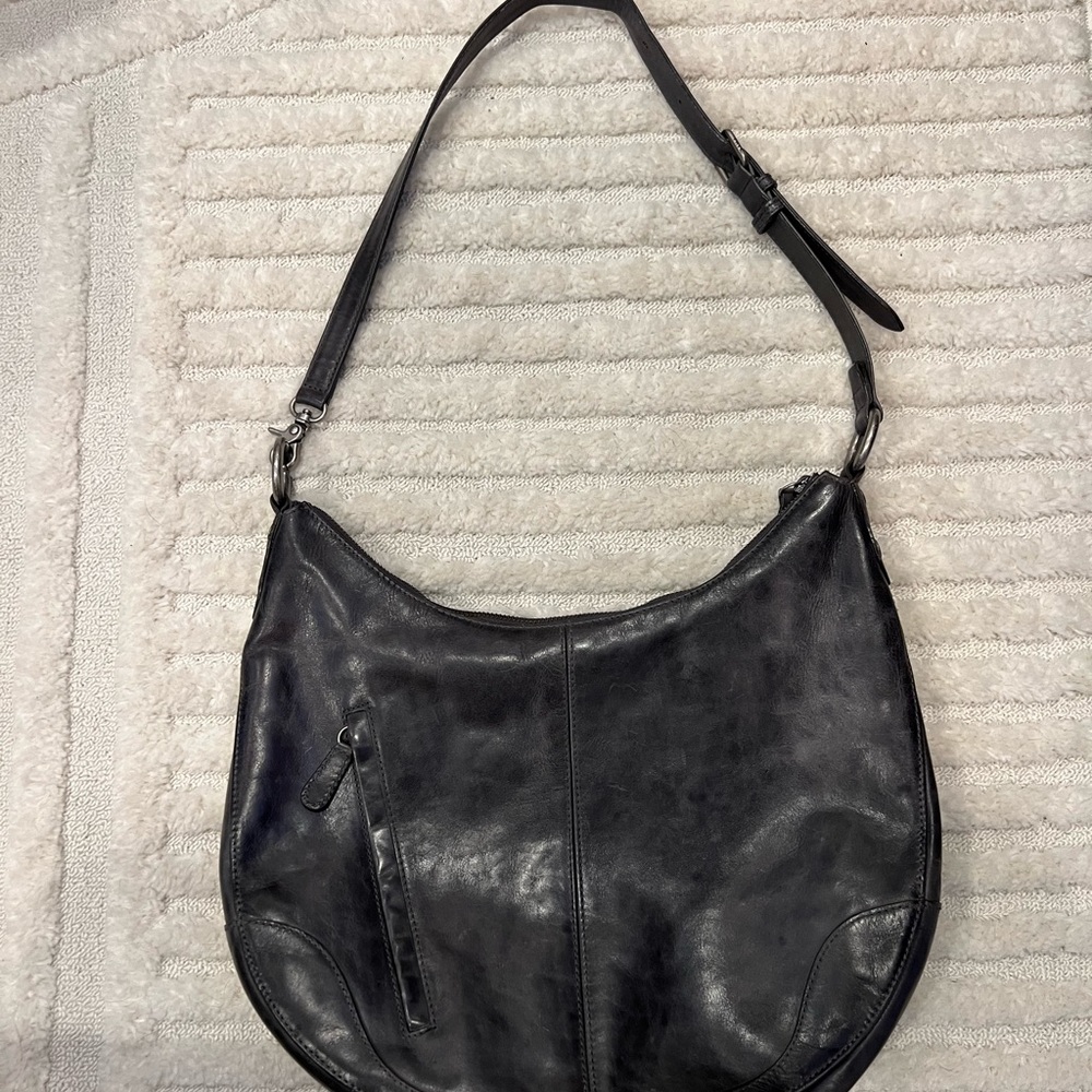 FRYE Melissa Leather Zip
Scooped Large Hobo Bag Carbon Gray AUTHENTIC